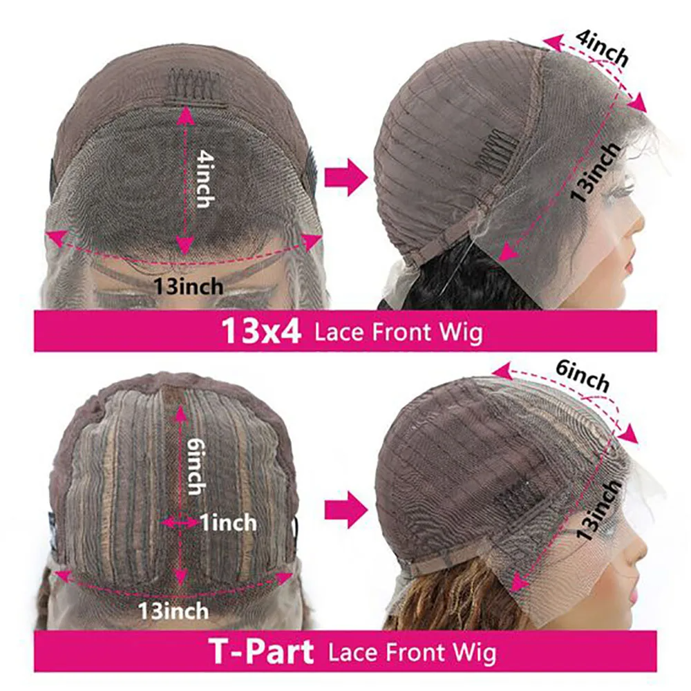 Perruque Body Wave avec lace front transparent 4x4 sans colle – Partie lace 13x6 en cheveux Remy pour femme