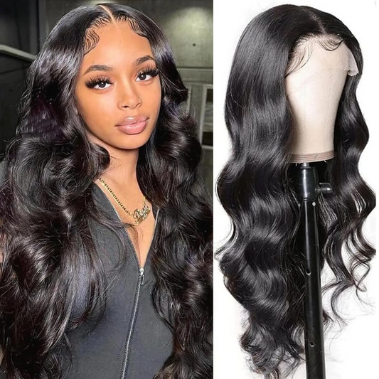 Perruque Body Wave avec lace front transparent 4x4 sans colle – Partie lace 13x6 en cheveux Remy pour femme